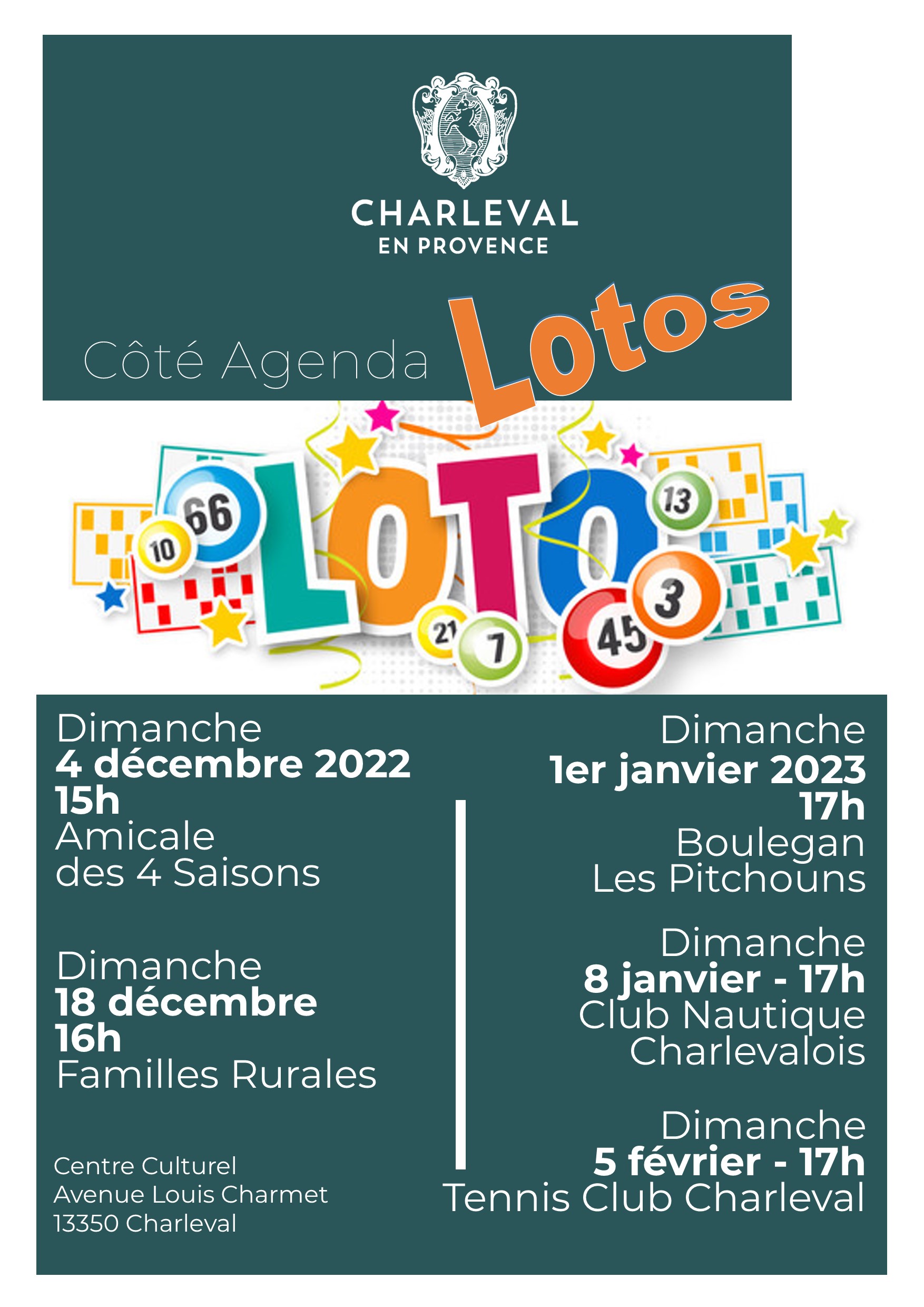 Cot lotos Charleval calendrier 2022 2023